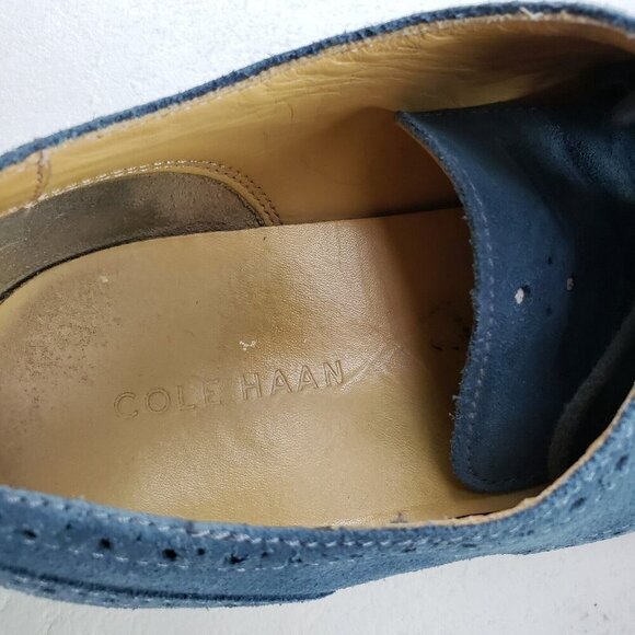 Cole Haan Lunargrand Wingtip Oxford Shoe Mens 11.5 Blue Suede Lace Up Dress - Picture 11 of 11